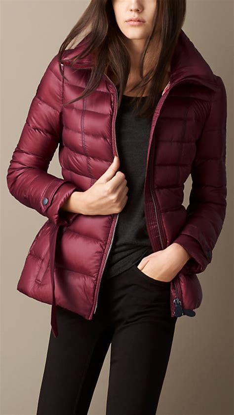 burberry burgandy womens puffer jacket|burberry quilted jackets for women.